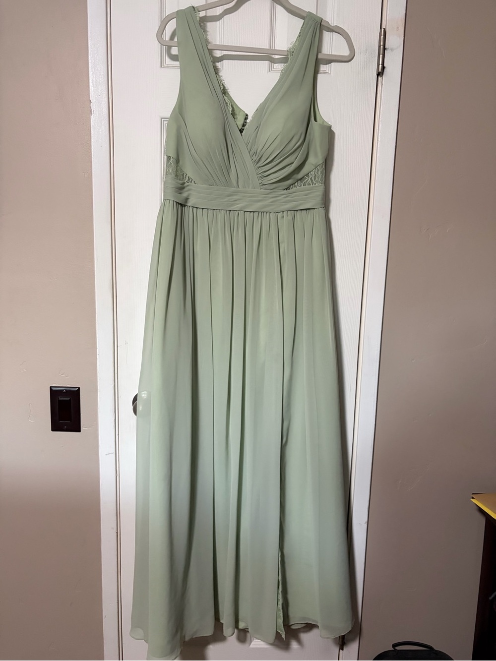 Azazie Sage Green Sleeveless V-Neck Chiffon Maxi Dress